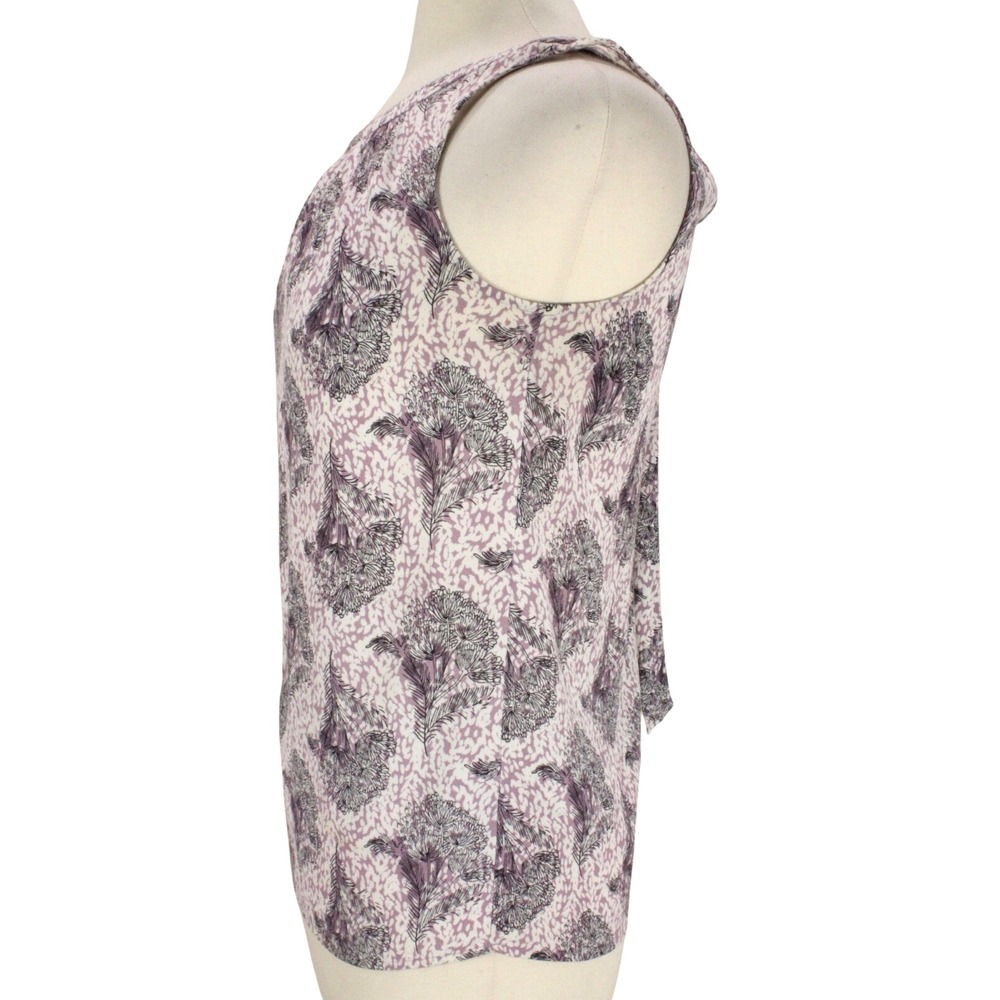 BODEN Crepe Tank Top size US 4 UK 8 Purple Floral Pleat Keyhole Tied - Picture 6 of 16